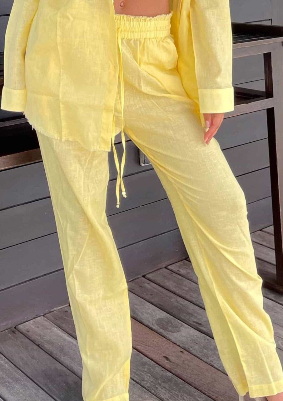 Bananhot Pants | Sandy Linen Baby Yellow - Pants